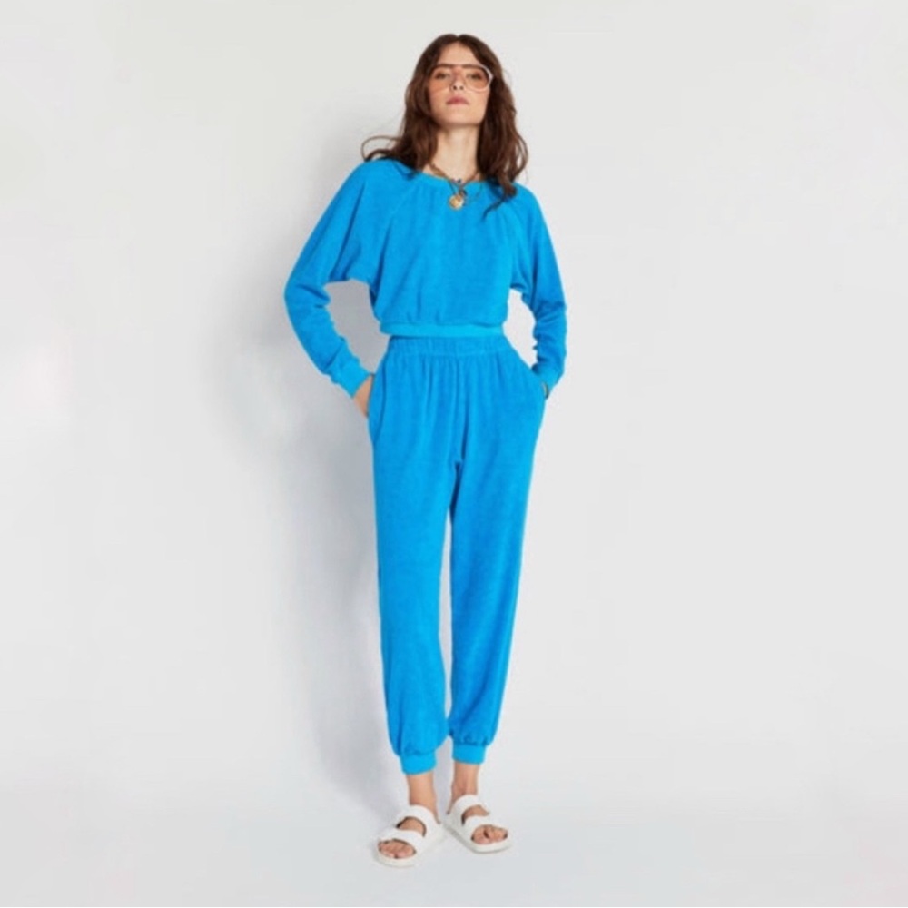 Suzie Kondi turquoise cropped crew neck top and Harem slim pants (LAST SET)